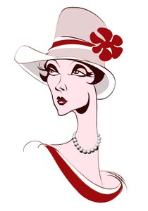 真珠と背の高い帽子のモデル 作： Neale Osborne